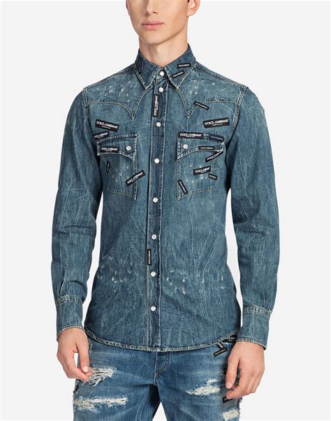 dolce gabbana denim shirt|dolce and gabbana casual shirts.